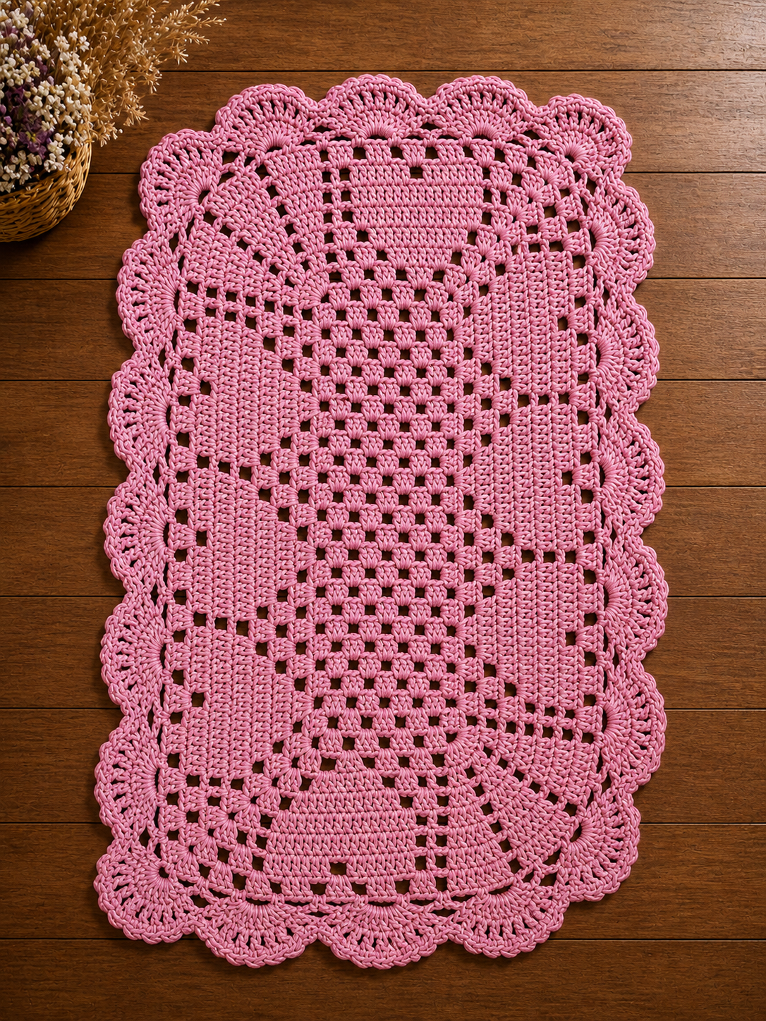 Tapete Oval Rosa com Coração