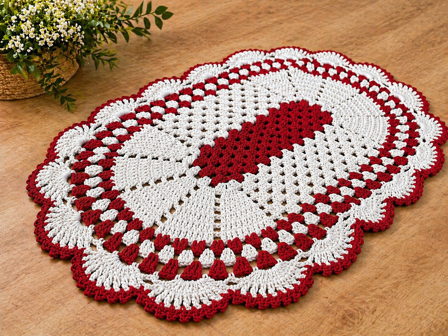 Tapete Oval Vermelho
